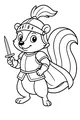 Free Skunk Knight Coloring Page - Brave Cartoon Hero in Armor (Printable PDF)
