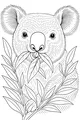Free Koala Coloring Page - Munching on Eucalyptus Leaves (Printable PDF)