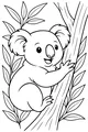 Free Koala Coloring Page - Smiling Koala Climbing a Tall Tree (Printable PDF)
