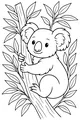 Free Koala Coloring Page - Cute Koala Hugging Eucalyptus Tree (Printable PDF)