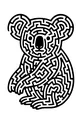 Free Koala Coloring Page - Maze Style Sitting Koala (Printable PDF)