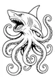 Free Kraken Shark Coloring Page - Tentacled Sea Monster Attack (Printable PDF)