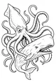 Free Kraken Coloring Page - Sea Monster Tangling With Sperm Whale (Printable PDF)