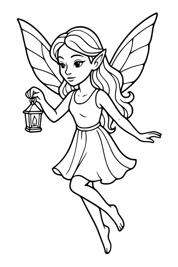 Free Fairy Coloring Page - Lantern Light Butterfly Wings (Printable PDF)