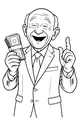 Free Grandpa Coloring Page - Smiling Elderly Man With Money (Printable PDF)