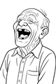 Free Grandpa Coloring Page - Laughing Elderly Man Portrait (Printable PDF)
