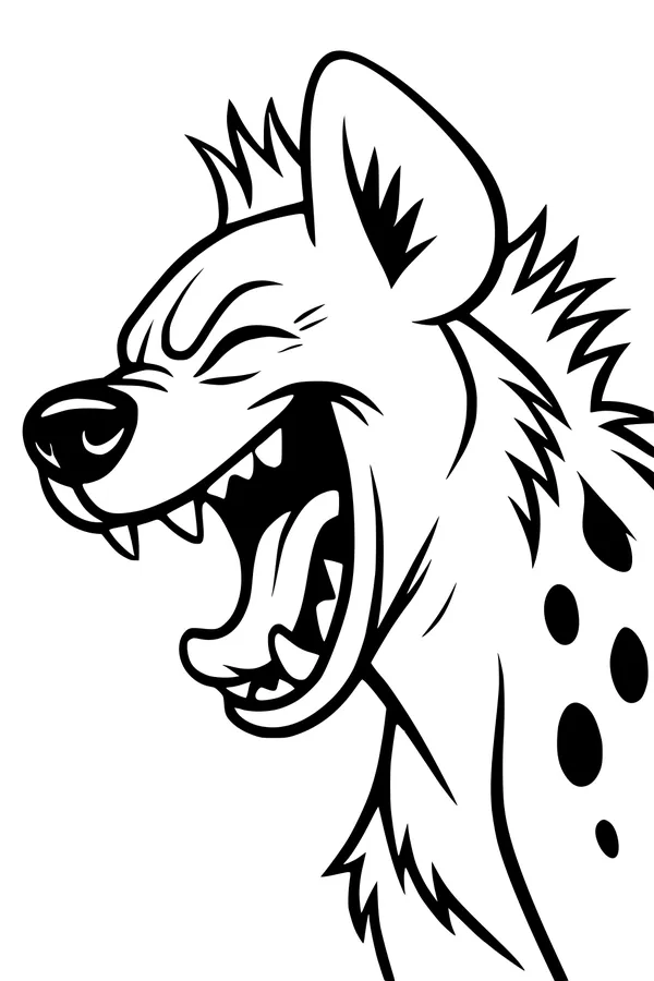 Free Hyena Coloring Page - Laughing Cartoon With Spiky Mane (Printable PDF)