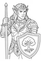 Free Elf Knight Coloring Page - Leaf-Armored Forest Guardian (Printable PDF)
