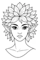 Free Fairy Coloring Page - Forest Bloom Portrait With Leaf Crown (Printable PDF)
