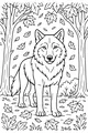Free Wolf Coloring Page - Calm Wolf on Autumn Forest Path (Printable PDF)