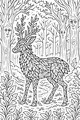 Free Deer Coloring Page - Leafy Deer in Magical Forest (Printable PDF)