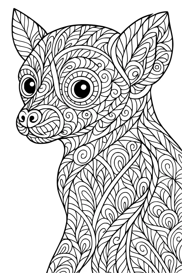 Free Lemur Coloring Page - Leafy Spiral Jungle Hideaway (Printable PDF)