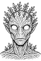 Free Alien Coloring Page - Leafy Plant Creature Portrait (Printable PDF)