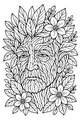 Free Grandpa Coloring Page - Elderly Portrait in Leafy Garden Frame (Printable PDF)