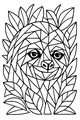 Free Sloth Coloring Page - Geometric Jungle Leaves Portrait (Printable PDF)