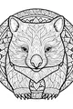 Free Wombat Coloring Page - Leafy Mandala Portrait (Printable PDF)