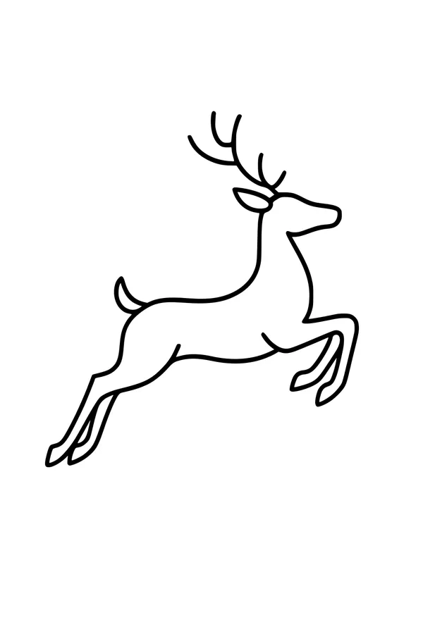 Free Reindeer Coloring Page - Leaping Christmas Deer (Printable PDF)