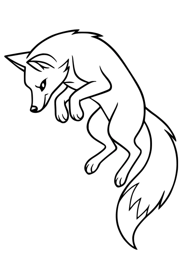 Free Fox Coloring Page - Clever Fox Leaping Forward (Printable PDF)
