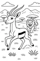 Free Gazelle Coloring Page - Gazelle Chased by Lion on Savannah (Printable PDF)