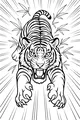 Free Tiger Coloring Page - Leaping Jungle King in Bamboo (Printable PDF)