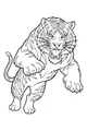 Free Tiger Coloring Page - Leaping Big Cat With Fierce Eyes (Printable PDF)