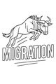 Free Wildebeest Coloring Page - Leaping Migration Safari Scene (Printable PDF)