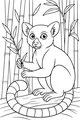 Free Lemur Coloring Page - Ring-Tailed Lemur Eating Bamboo (Printable PDF)