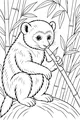 Free Lemur Coloring Page - Young Lemur Eating Bamboo (Printable PDF)