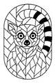 Free Lemur Coloring Page - Mosaic Jungle Lemur With Striped Tail (Printable PDF)