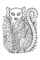 Free Lemur Coloring Page - Peeking Through Jungle Leaves (Printable PDF)