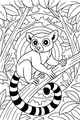 Free Lemur Coloring Page - Ring-Tailed Jungle Lookout (Printable PDF)