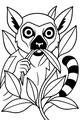 Free Lemur Coloring Page - Ring-Tailed Lemur Eating Leaves (Printable PDF)