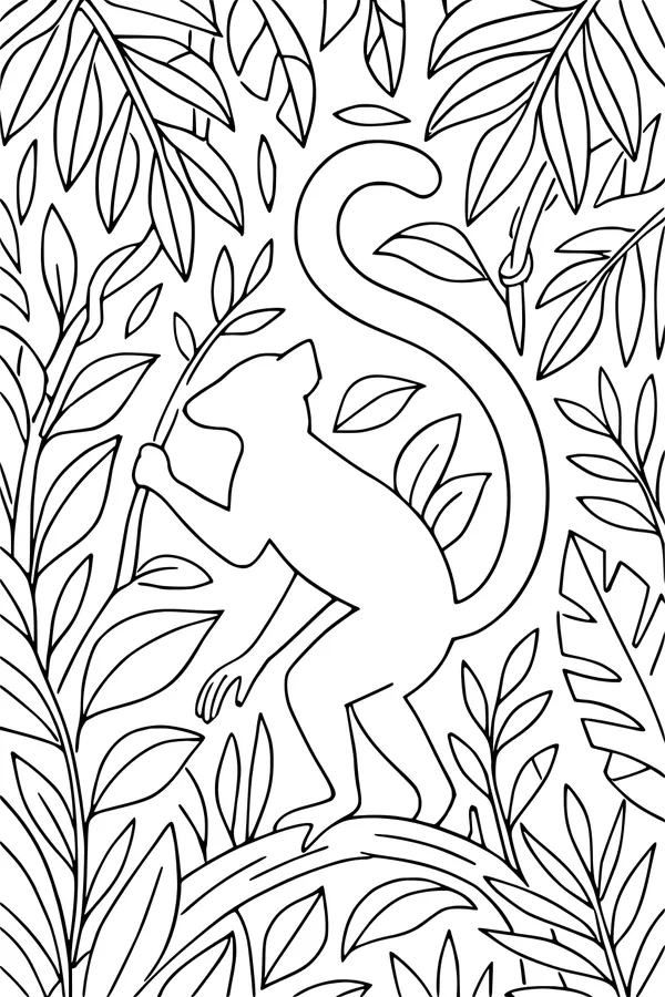 Free Lemur Coloring Page - Jungle Branch Adventure (Printable PDF)