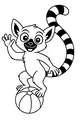 Free Lemur Coloring Page - Ring-Tailed Lemur on Striped Ball (Printable PDF)