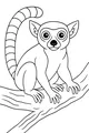 Free Lemur Coloring Page - Cute Jungle Lemur on Tree Branch (Printable PDF)