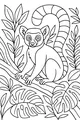 Free Lemur Coloring Page - Wide-Eyed Jungle Lemur on a Branch (Printable PDF)