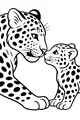Free Leopard Coloring Page - Mother Leopard and Cub Touching Noses (Printable PDF)