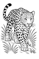Free Leopard Coloring Page - Spotted Cat in Tall Grass (Printable PDF)