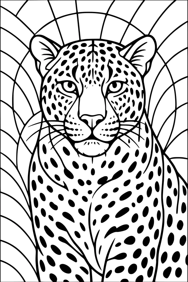 Free Leopard Coloring Page - Sitting Spotted Big Cat (Printable PDF)