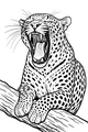 Free Leopard Coloring Page - Yawning On a Tree Branch (Printable PDF)