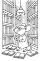 Free Mouse Coloring Page - Professor Mouse in a Cozy Book Library (Printable PDF)