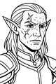 Free Elf Warrior Coloring Page - Lightning-Scarred Portrait (Printable PDF)