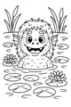 Free Sea Monster Coloring Page - Friendly Boy in Lily Pad Lagoon (Printable PDF)