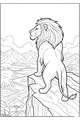 Free Lion Coloring Page - Mighty Lion Overlooking Mountain Valley (Printable PDF)