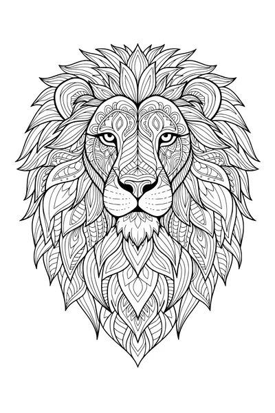 Free Lion Coloring Page - Mandala Style King With Patterned Mane (Printable PDF)
