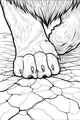 Free Lion Coloring Page - Giant Paw Print on Cracked Ground (Printable PDF)