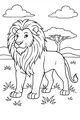 Free Lion Coloring Page - King Leo on the Savannah Plains (Printable PDF)