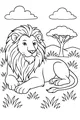 Free Lion Coloring Page - Gentle Lion King in Sunny Savanna (Printable PDF)