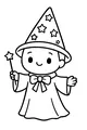 Free Wizard Coloring Page - Smiling Boy in Starry Halloween Costume (Printable PDF)
