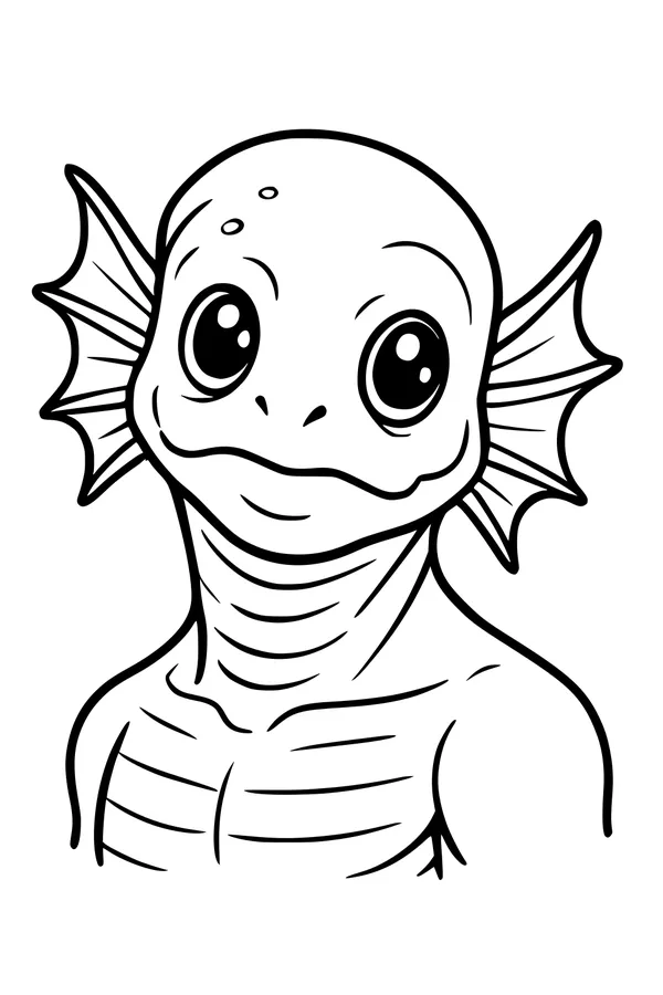 Free Kraken Coloring Page - Friendly Sea Monster Boy Portrait (Printable PDF)